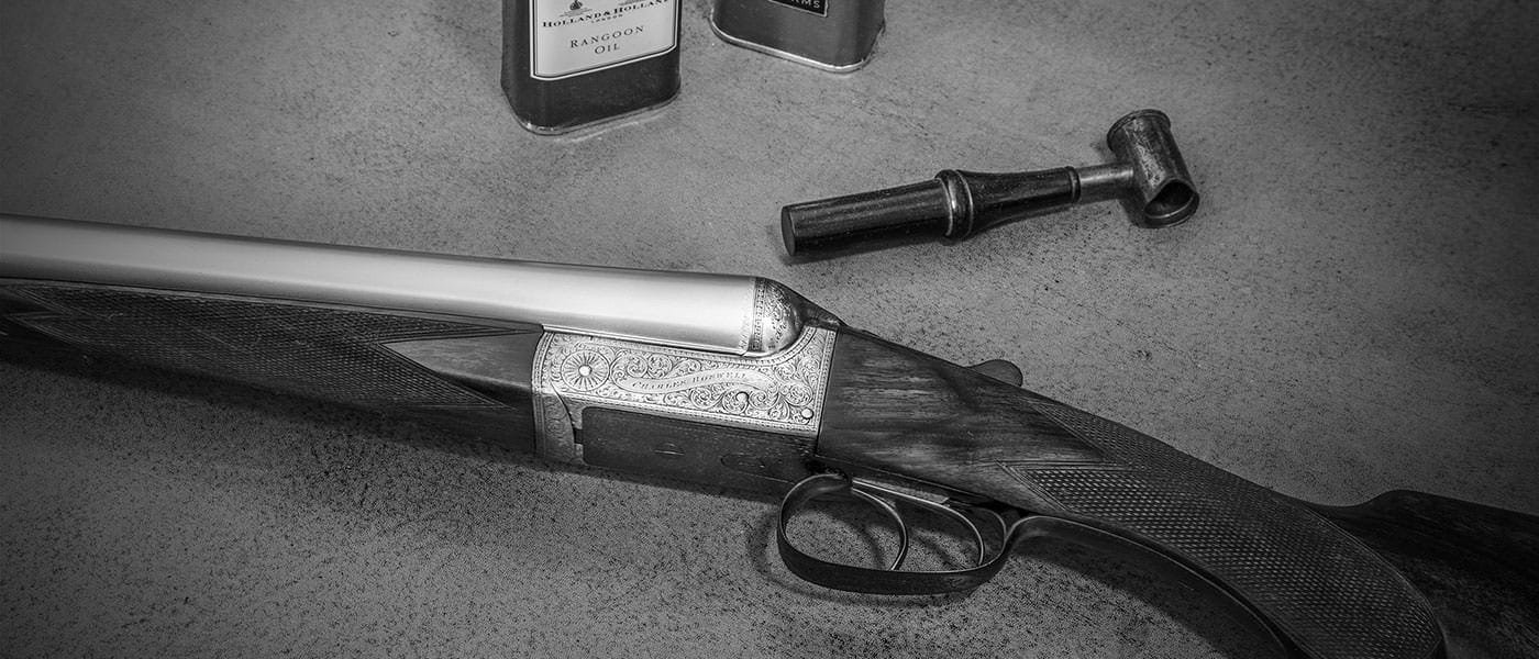 A shotgun on display at Sportarm of Dorchester Gun Room