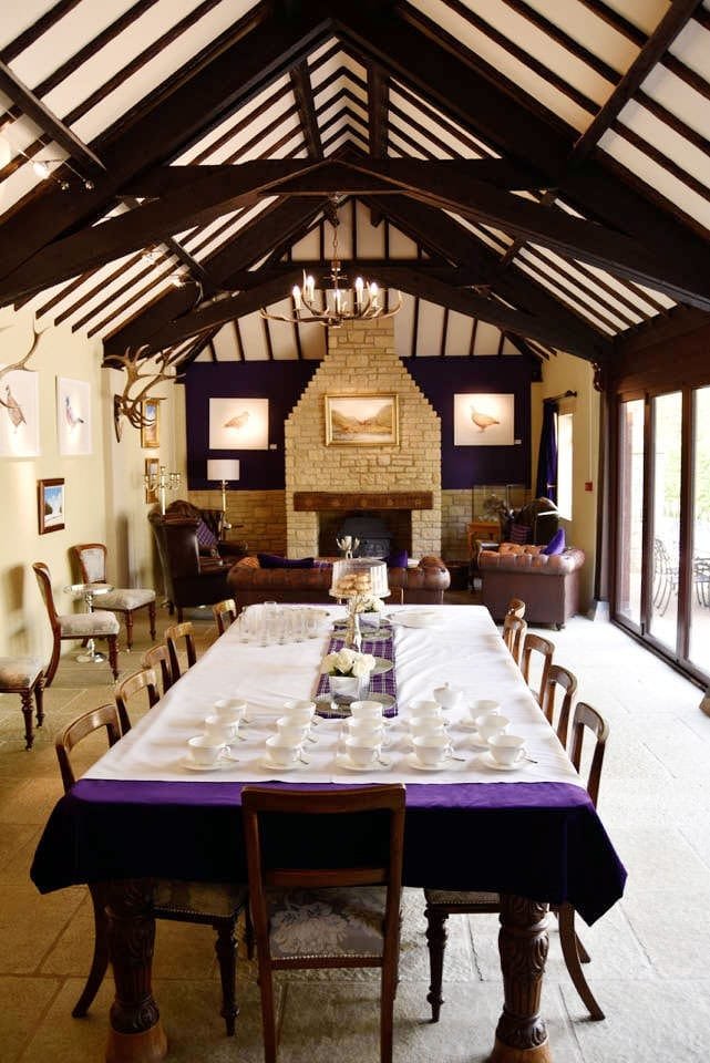 Set table in the meeting room at Lady's Wood Shooting School