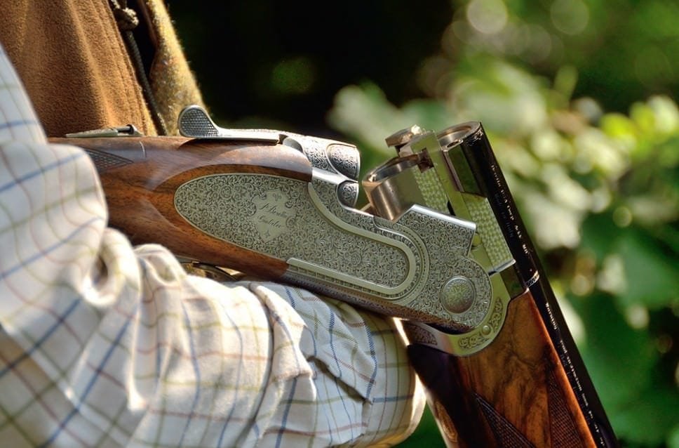 Bookings - Closeup of shotgun while on a shoot at Lady's Wood Shooting School