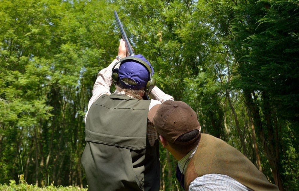 Clay pigeon shooting practice at Lady's Wood Shooting School