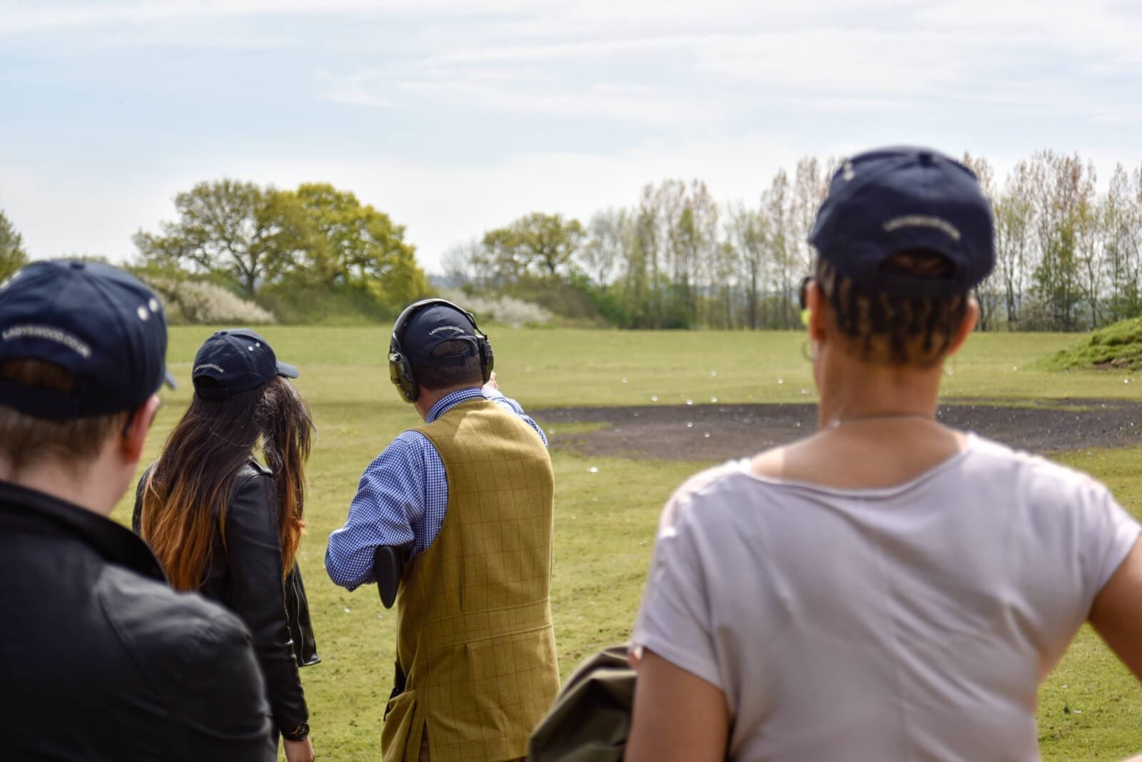 A group practice for clay pigeon shooting at Lady's Wood Shooting School
