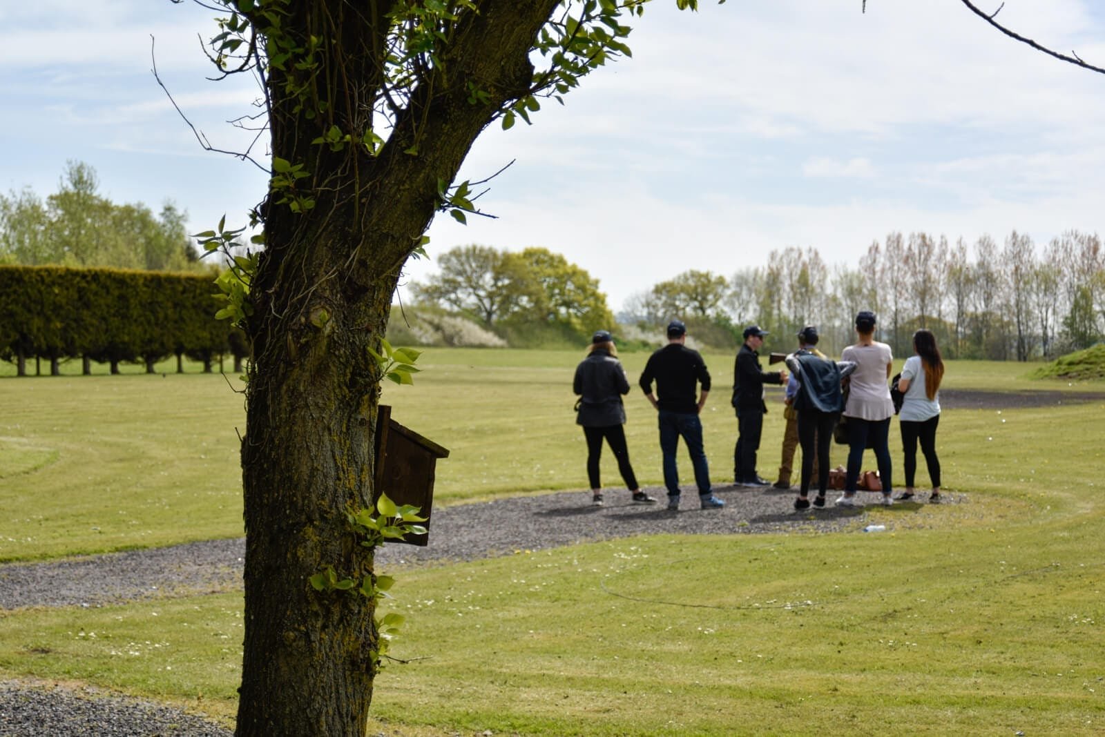 A group preparing to shoot at Lady's Wood Shooting School