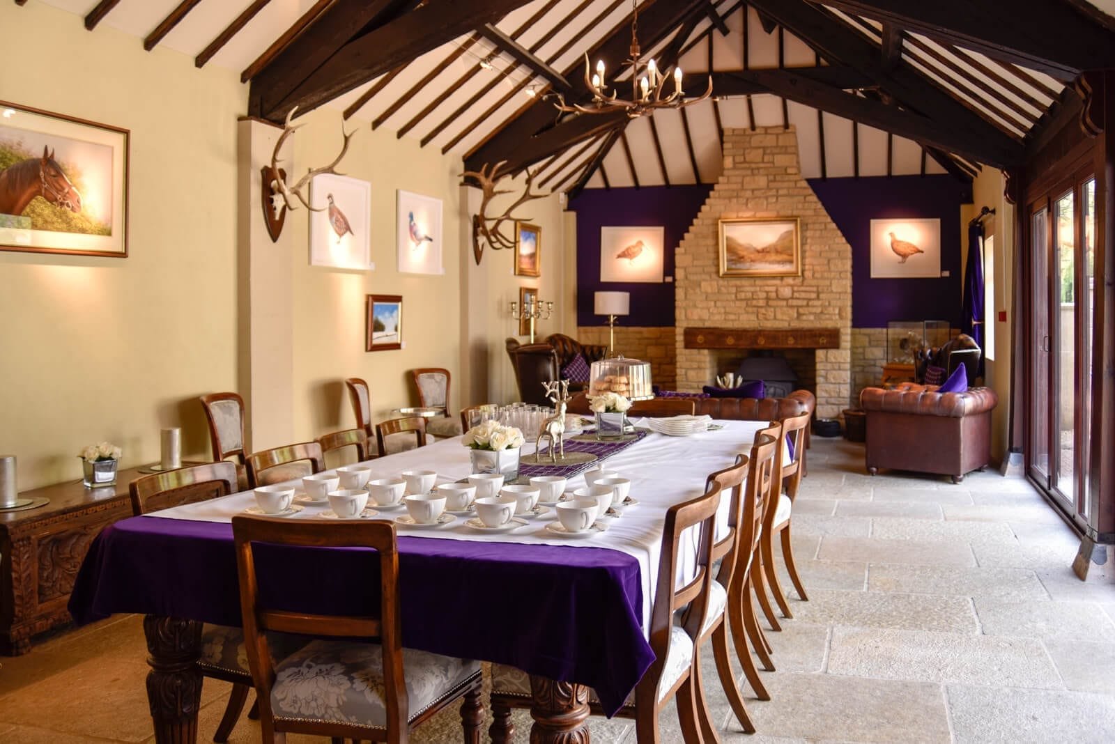 The dining table in the meeting room at Lady's Wood Shooting School