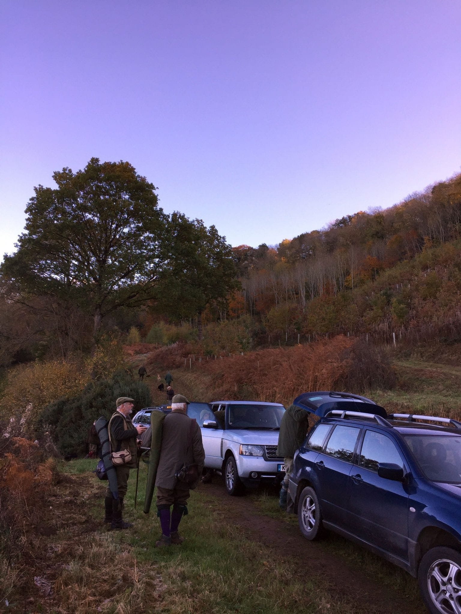 A Group getting ready for game shooting as part of Lady's Wood Shooting School's Sporting Agency
