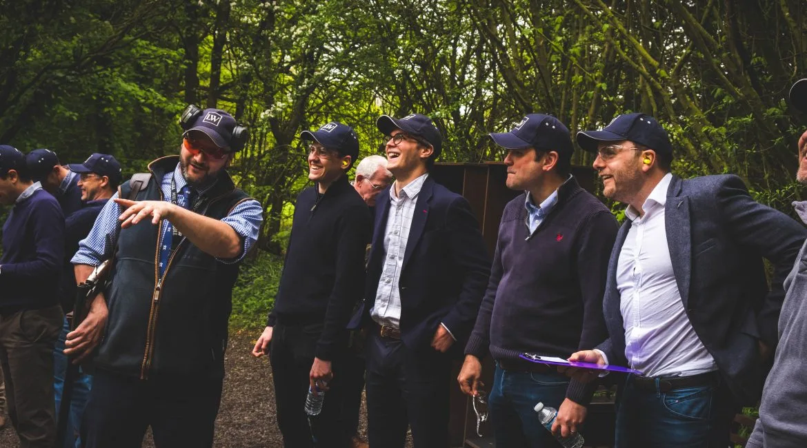 Corporate clay pigeon shooting at Lady's Wood Shooting School