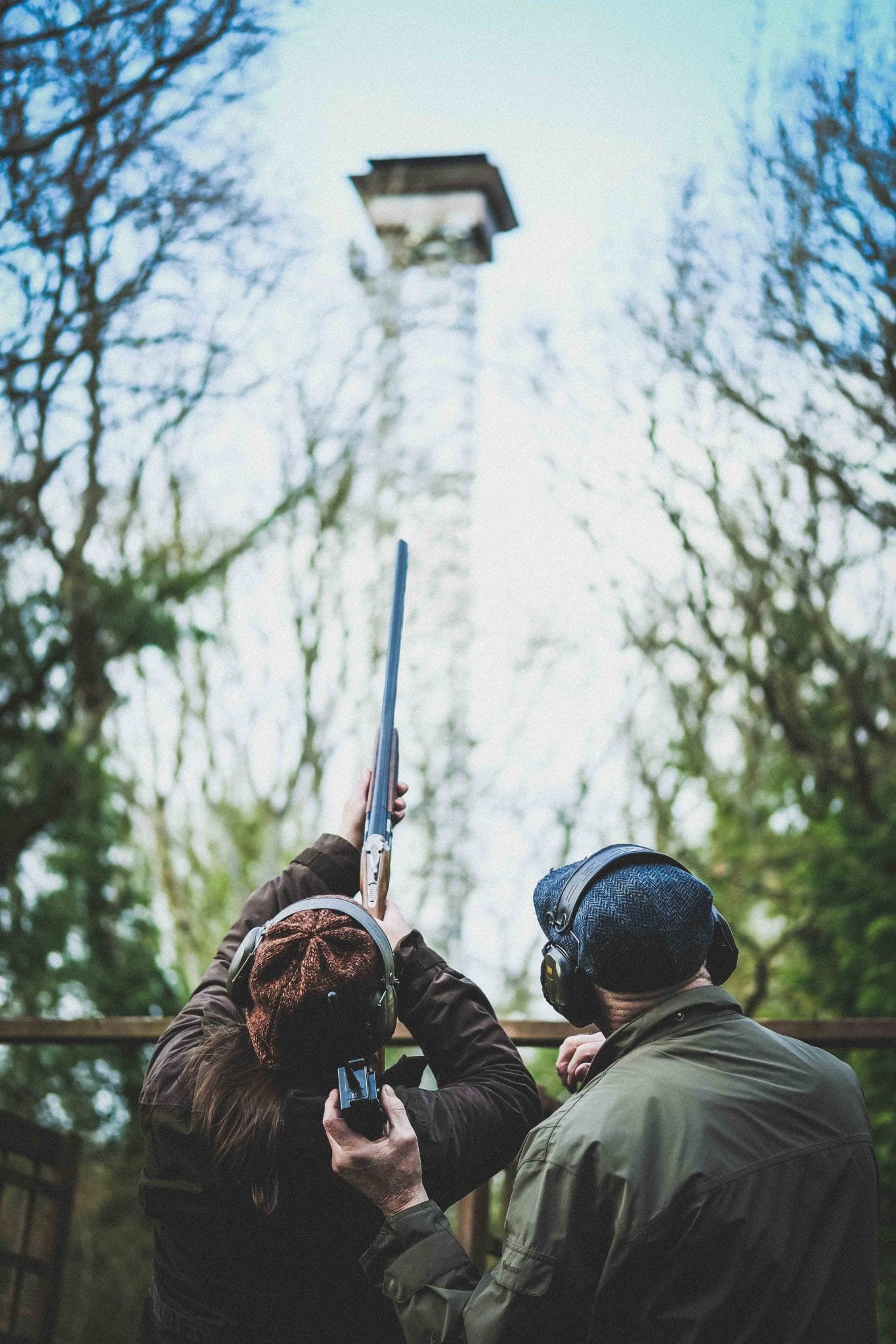 An APSI-qualified instructor gives a game shooting lesson to a customer at Lady's Wood Shooting School