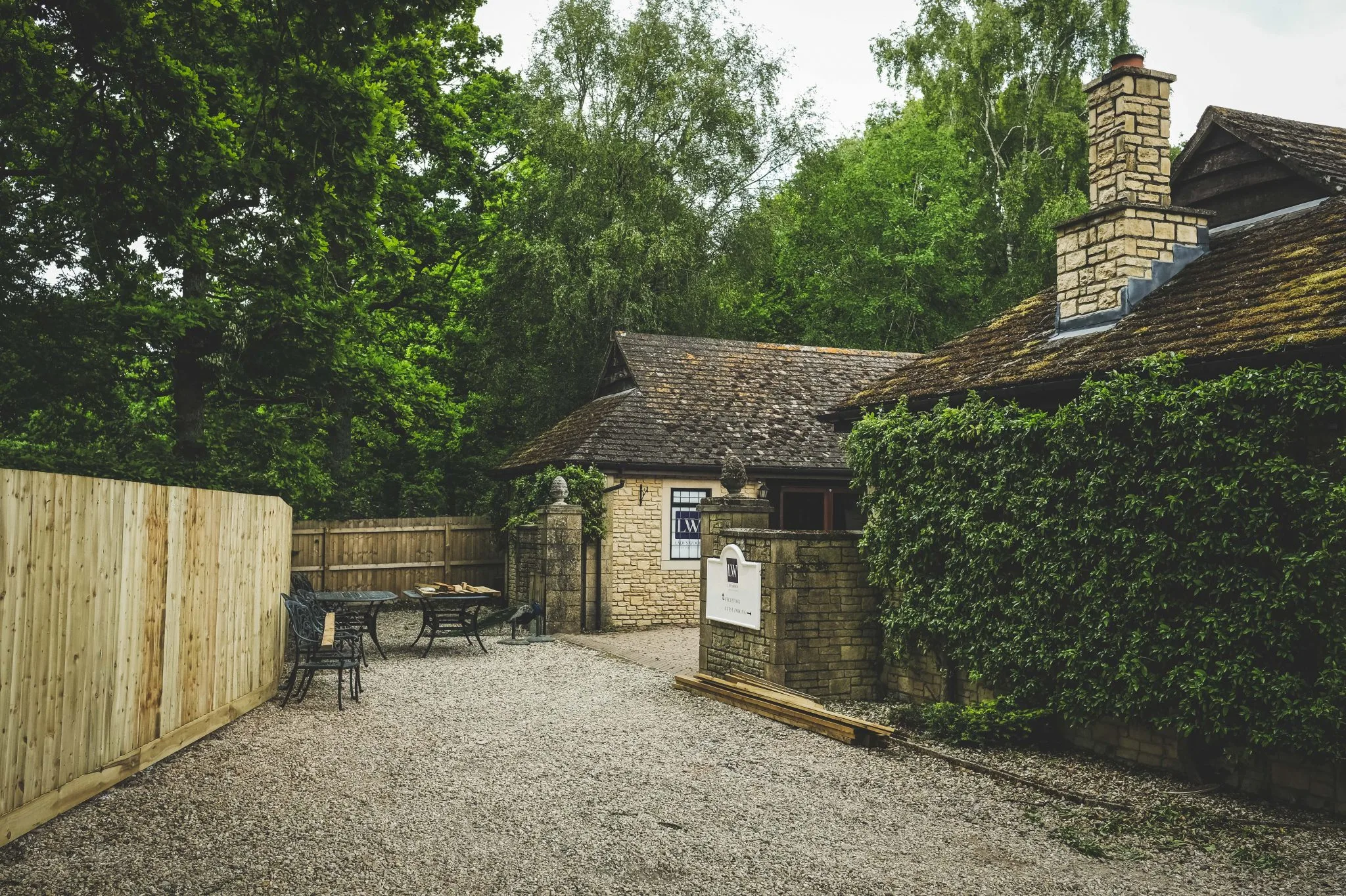 old entranceway at Lady's Wood Shooting School