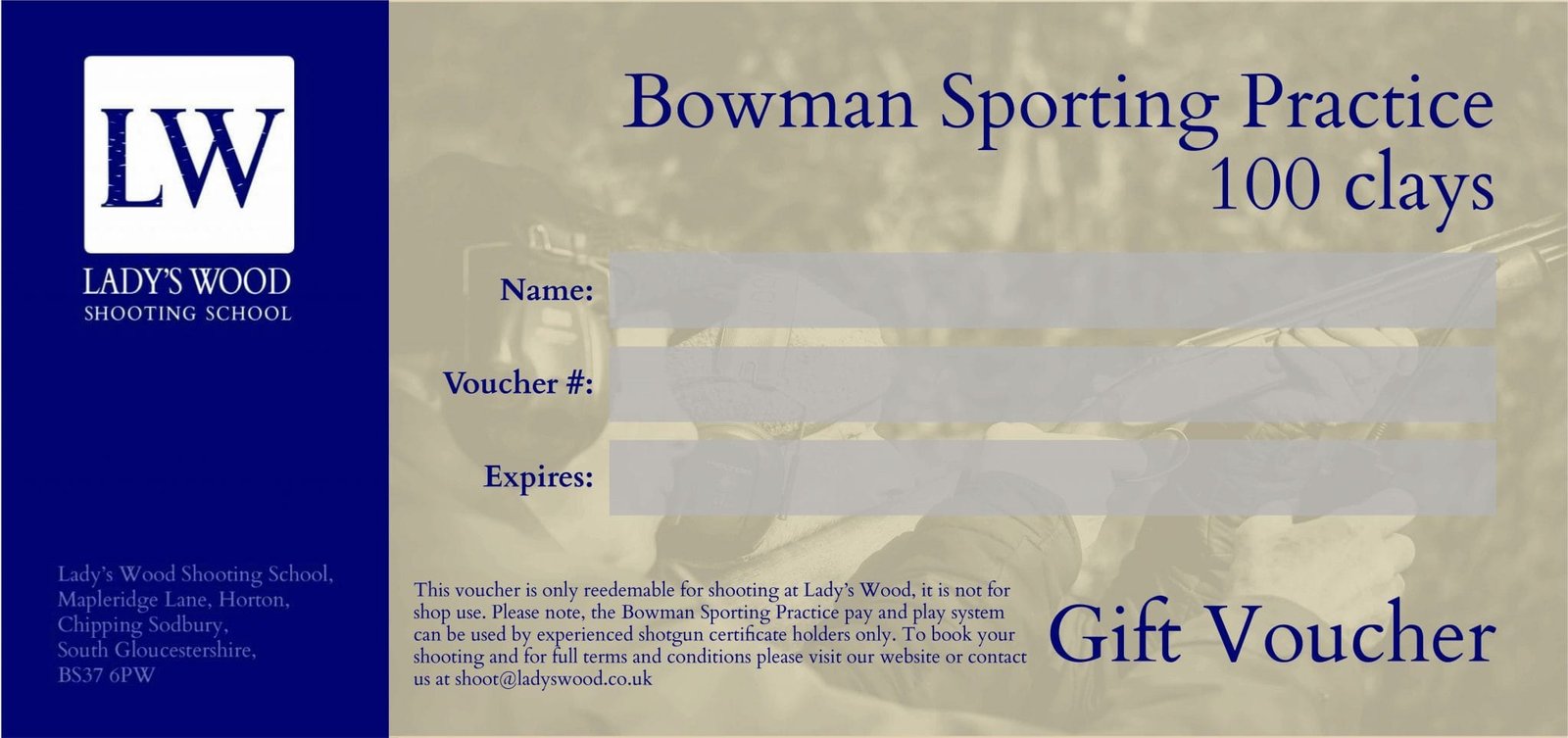 Bowman Sporting Practice Gift Voucher Template